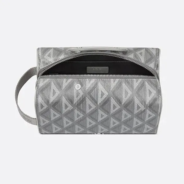 Túi Cầm Tay Dior Lingot Toiletry Case Gray CD Diamond Canvas Clutch Màu Xám - Túi xách - Vua Hàng Hiệu