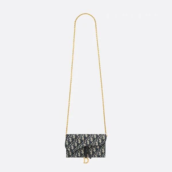 Túi Cầm Tay Dior Small Saddle Pouch Chain S5614CTZQ-M928 Màu Xanh - Túi xách - Vua Hàng Hiệu