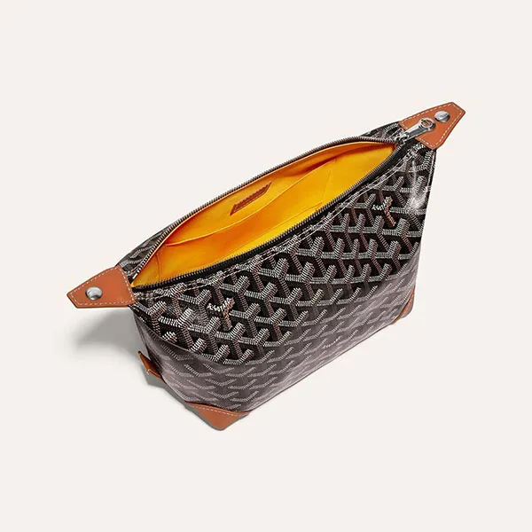 Túi Cầm Tay Goyard Bowling 25 Toilet Bag Black/Tan Màu Đen Cam - Túi xách - Vua Hàng Hiệu