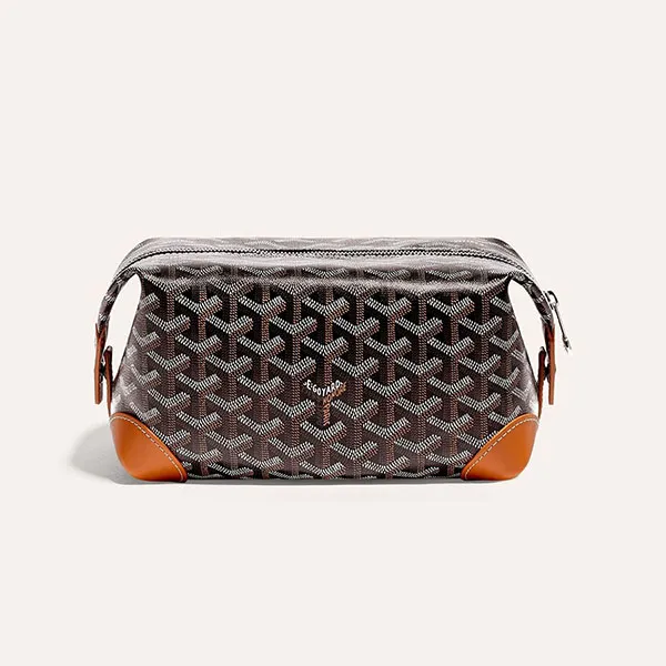 Túi Cầm Tay Goyard Bowling 25 Toilet Bag Black/Tan Màu Đen Cam - Túi xách - Vua Hàng Hiệu