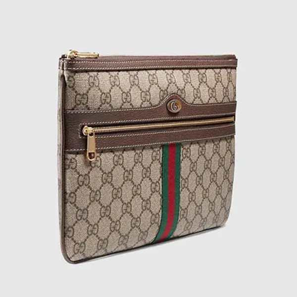 Túi Cầm Tay Gucci Ophidia Clutch Logo Print Bag Màu Be Nâu - Túi xách - Vua Hàng Hiệu