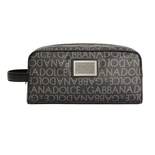 Túi Cầm Tay Nam Dolce & Gabbana D&G Coated Jacquard Toiletry Bag BT0989AJ7058B969 Màu Ghi - Túi xách - Vua Hàng Hiệu