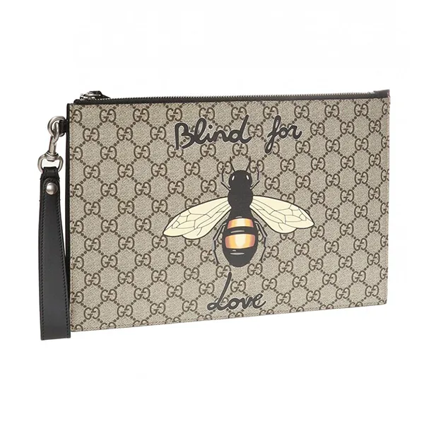 Túi Cầm Tay Nam Gucci Bee Print 473904 9CD1N-8666 Clutch Màu Be Họa Tiết - Túi xách - Vua Hàng Hiệu