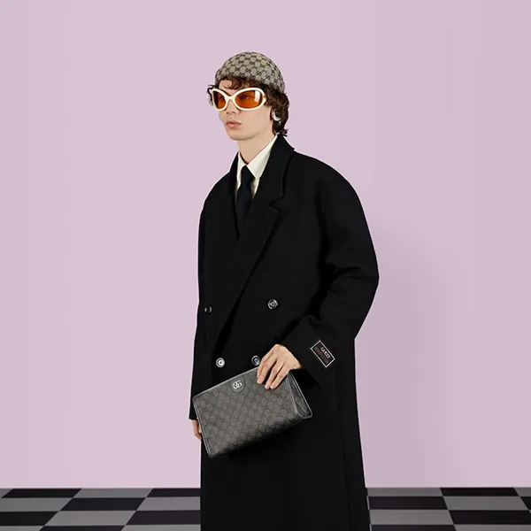 Túi Cầm Tay Nam Gucci Ophidia GG Toiletry Case Màu Xám - Túi xách - Vua Hàng Hiệu