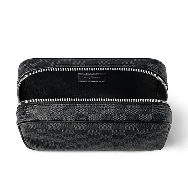 Túi Cầm Tay Nam Louis Vuitton LV Toilet Pouch PM 'Damier Graphite' N47522 Màu Đen/Xám