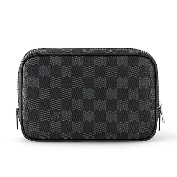Túi Cầm Tay Nam Louis Vuitton LV Toilet Pouch PM 'Damier Graphite' N47522 Màu Đen/Xám