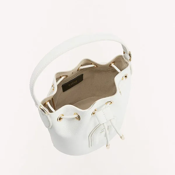 Túi Đeo Chéo Furla Clio 20 Mini Drawstring Bucket Bag Màu Trắng - Túi xách - Vua Hàng Hiệu