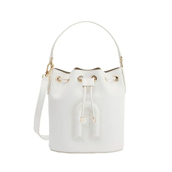 Túi Đeo Chéo Furla Clio 20 Mini Drawstring Bucket Bag Màu Trắng - Túi xách - Vua Hàng Hiệu