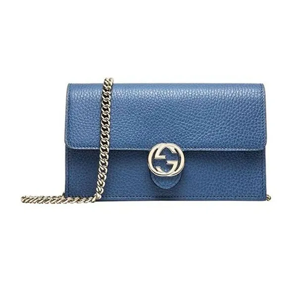 Túi Đeo Chéo Nữ Gucci Interlocking Leather Chain Crossbody Bag 510314-CAO0G-4231 Màu Xanh Coban
