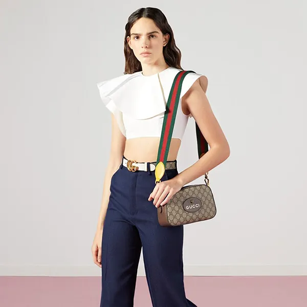 Túi Đeo Chéo Gucci Neo Vintage GG Supreme Messenger Bag Màu Be Nâu