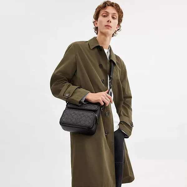Túi Đeo Chéo Nam Coach Sullivan Flap Crossbody In Signature Canvas CZ396 Màu Đen Xám - Túi xách - Vua Hàng Hiệu