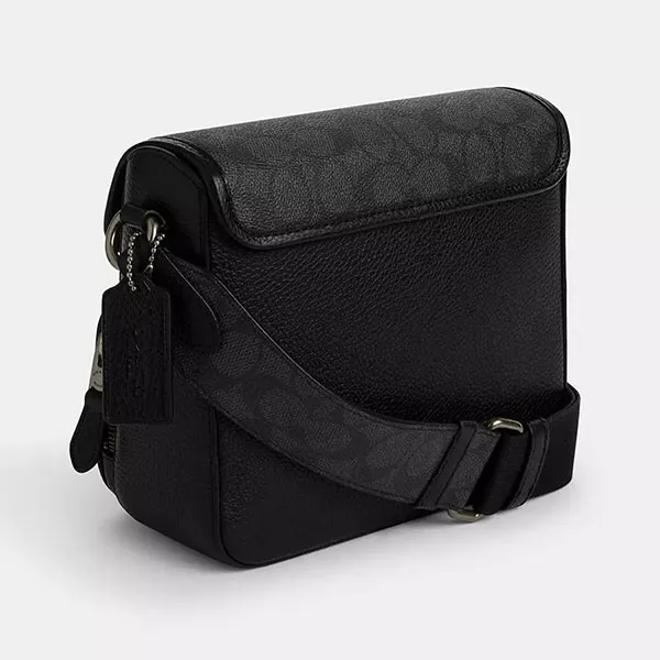 Túi Đeo Chéo Nam Coach Sullivan Flap Crossbody In Signature Canvas CZ396 Màu Đen Xám - Túi xách - Vua Hàng Hiệu