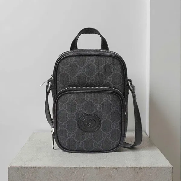 Túi Đeo Chéo Nam Gucci Interlocking Mini 67295292TCN1000 Màu Xám Đen - Túi xách - Vua Hàng Hiệu