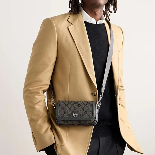 Túi Đeo Chéo Nam Gucci Ophidia Mini Monogrammed Messenger Bag Màu Xám - Túi xách - Vua Hàng Hiệu