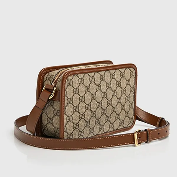 Túi Đeo Chéo Nam Gucci Retro Mini Canvas Interlocking G Crossbody Bag Màu Nâu Be - Túi xách - Vua Hàng Hiệu