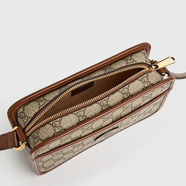 Túi Đeo Chéo Nam Gucci Retro Mini Canvas Interlocking G Crossbody Bag Màu Nâu Be - Túi xách - Vua Hàng Hiệu