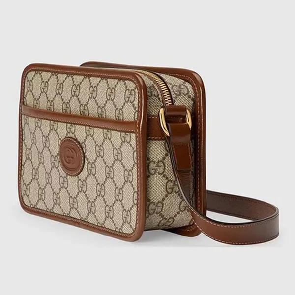 Túi Đeo Chéo Nam Gucci Retro Mini Canvas Interlocking G Crossbody Bag Màu Nâu Be - Túi xách - Vua Hàng Hiệu