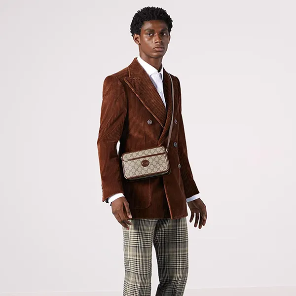 Túi Đeo Chéo Nam Gucci Retro Mini Canvas Interlocking G Crossbody Bag Màu Nâu Be - Túi xách - Vua Hàng Hiệu