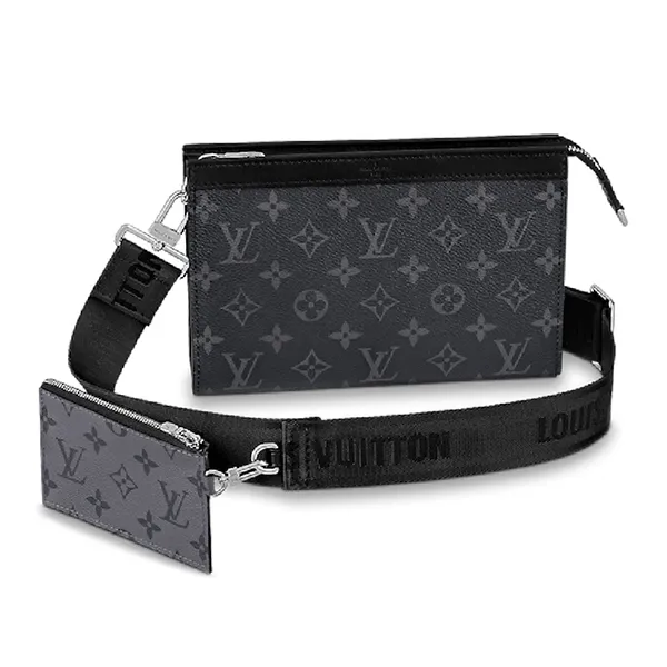 Túi Đeo Chéo Nam Louis Vuitton LV Gaston Monogram Eclipse M81124 Màu Đen Xám