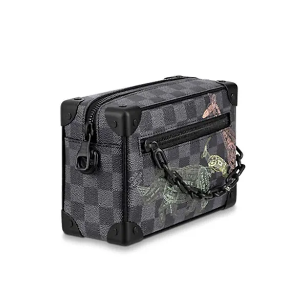 Túi Đeo Chéo Nam Louis Vuitton LV Mini Soft Trunk Damier Graphite Canvas Màu Đen Xám