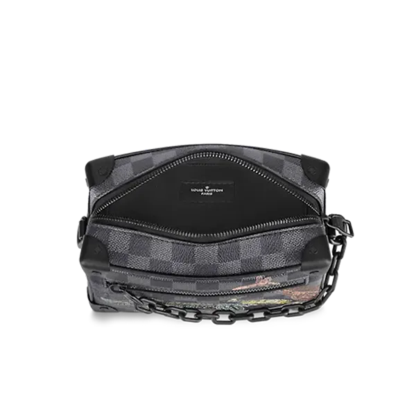 Túi Đeo Chéo Nam Louis Vuitton LV Mini Soft Trunk Damier Graphite Canvas Màu Đen Xám