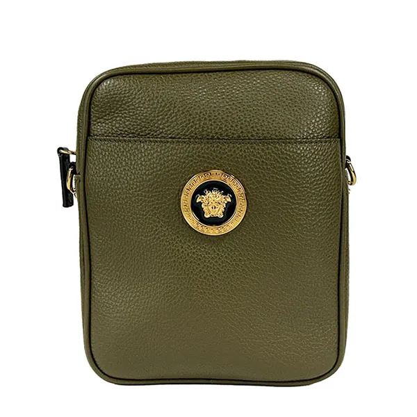 Túi Đeo Chéo Nam Versace Messenger Sling Bag With Medusa Head Logo Màu Xanh Olive