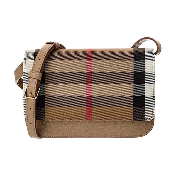 Túi Đeo Chéo Nữ Burberry Check Canvas & Leather Shoulder Bag Brown Màu Nâu Kẻ - Túi xách - Vua Hàng Hiệu