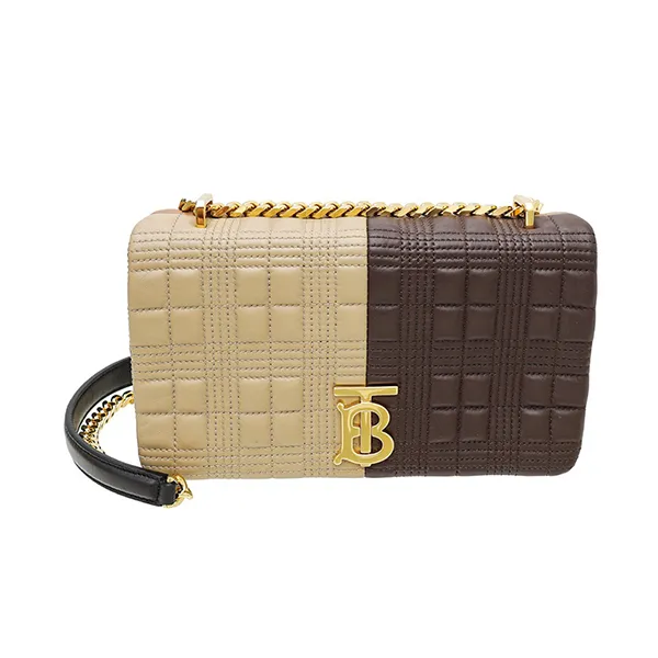 Túi Đeo Chéo Nữ Burberry Colorblock Quilted Small Lola Chain Bag Màu Be Nâu - Túi xách - Vua Hàng Hiệu