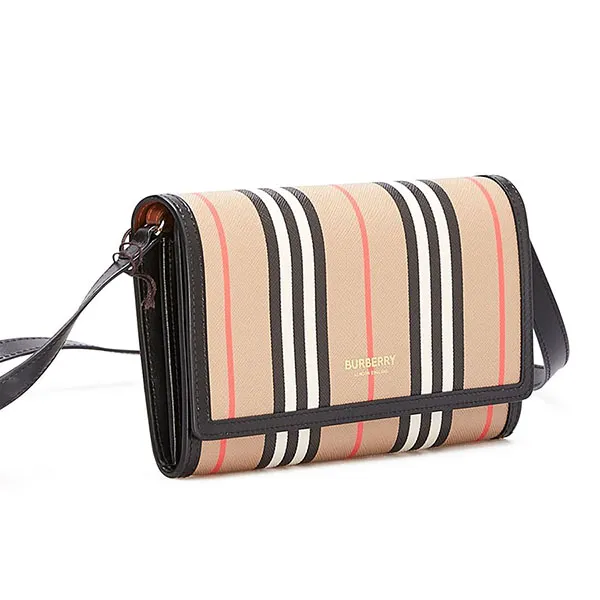 Túi Đeo Chéo Nữ Burberry Detachable Strap Stripe Wallet 8026004 Archieve Beige Màu Be Đen - Túi xách - Vua Hàng Hiệu