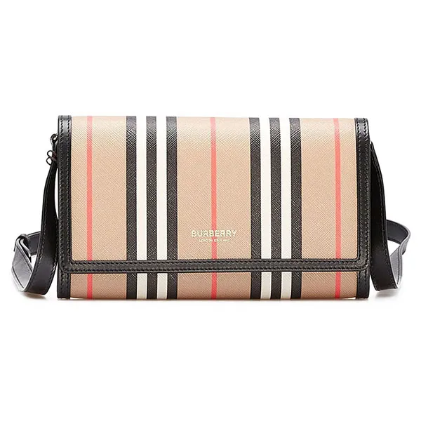 Túi Đeo Chéo Nữ Burberry Detachable Strap Stripe Wallet 8026004 Archieve Beige Màu Be Đen - Túi xách - Vua Hàng Hiệu