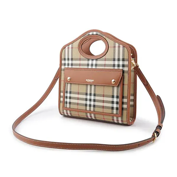 Túi Đeo Chéo Nữ Burberry Horseferry Classic Check Canvas Pocket Bag 8066166 Màu Beige - Túi xách - Vua Hàng Hiệu