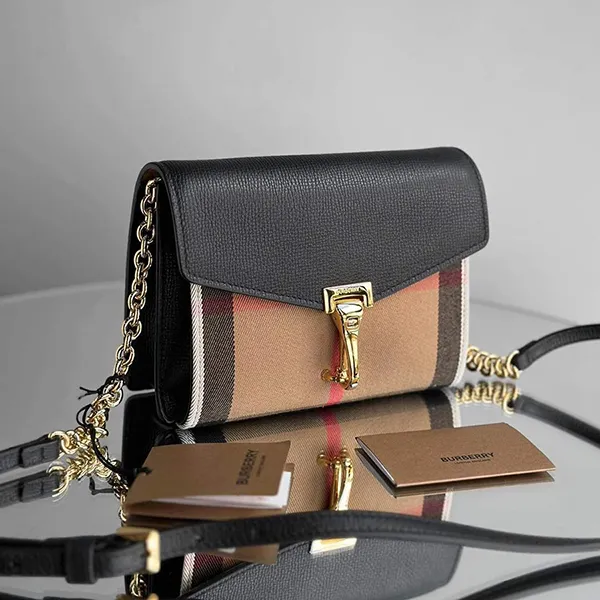 Túi Đeo Chéo Nữ Burberry Small Macken Vintage Check Crossbody Bag Màu Nâu Đen - Túi xách - Vua Hàng Hiệu