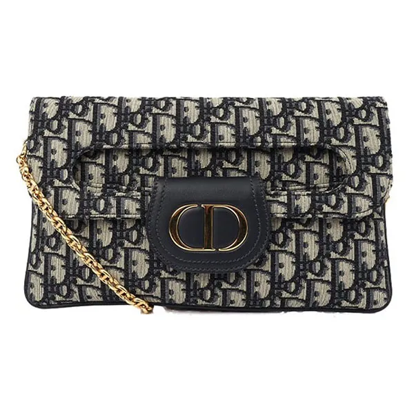 Túi Đeo Chéo Nữ Dior Double Clutch Oblique Jacquard Canvas Crossbody Bag Màu Đen - Túi xách - Vua Hàng Hiệu