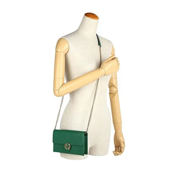 Túi Đeo Chéo Nữ Gucci GC Woc Interlocking Crossbody Bag Green Màu Xanh Lá