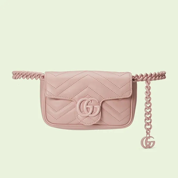 Túi Đeo Chéo Nữ Gucci GG Marmont Belt Bag In Light Pink Màu Hồng - Túi xách - Vua Hàng Hiệu
