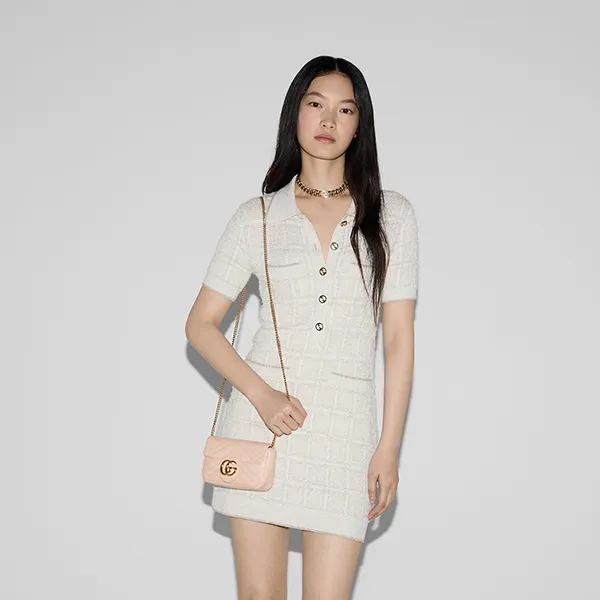 Túi Đeo Chéo Nữ Gucci GG Marmont Mini Bag 476433 DTDHD 6705 Màu Hồng Phấn