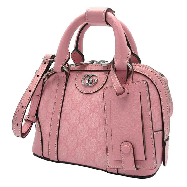 Túi Đeo Chéo Nữ Gucci GG Supreme Mini Dome Bag Màu Hồng - Túi xách - Vua Hàng Hiệu