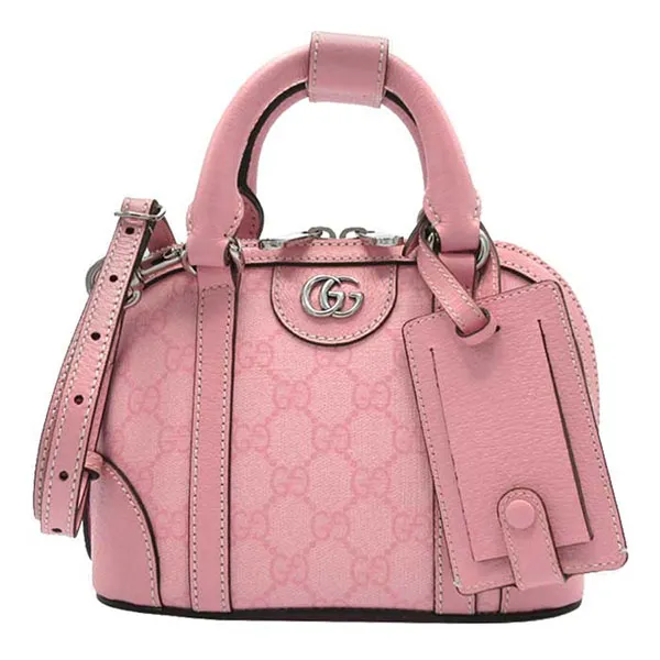 Túi Đeo Chéo Nữ Gucci GG Supreme Mini Dome Bag Màu Hồng - Túi xách - Vua Hàng Hiệu