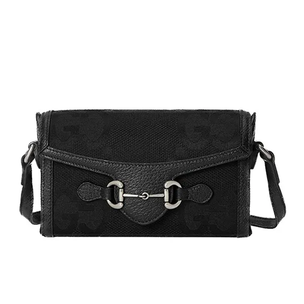 Túi Đeo Chéo Nữ Gucci Horsebit 1955 Jumbo GG Mini Bag Black Màu Đen - Túi xách - Vua Hàng Hiệu
