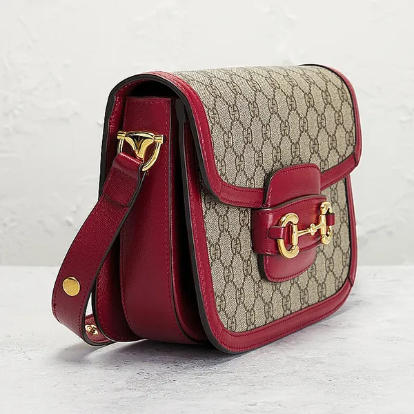 Túi Đeo Chéo Nữ Gucci Horsebit 1955 Shoulder Bag Màu Be Phối Đỏ - Túi xách - Vua Hàng Hiệu