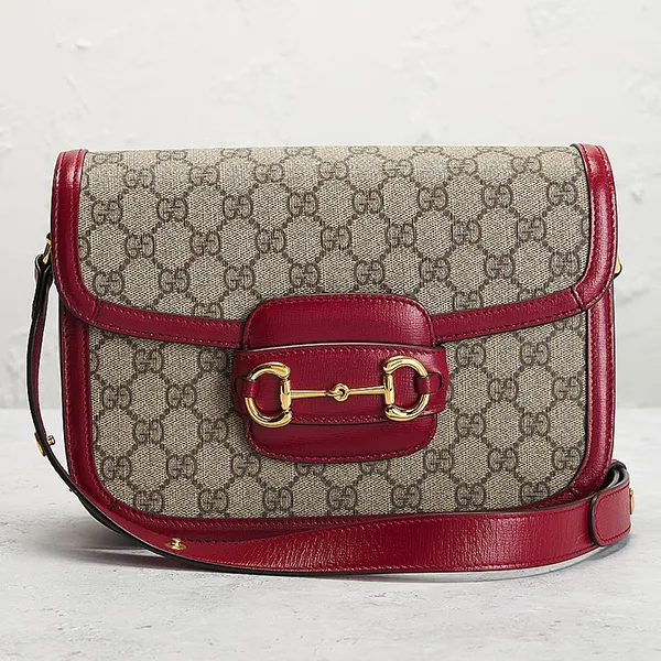 Túi Đeo Chéo Nữ Gucci Horsebit 1955 Shoulder Bag Màu Be Phối Đỏ - Túi xách - Vua Hàng Hiệu
