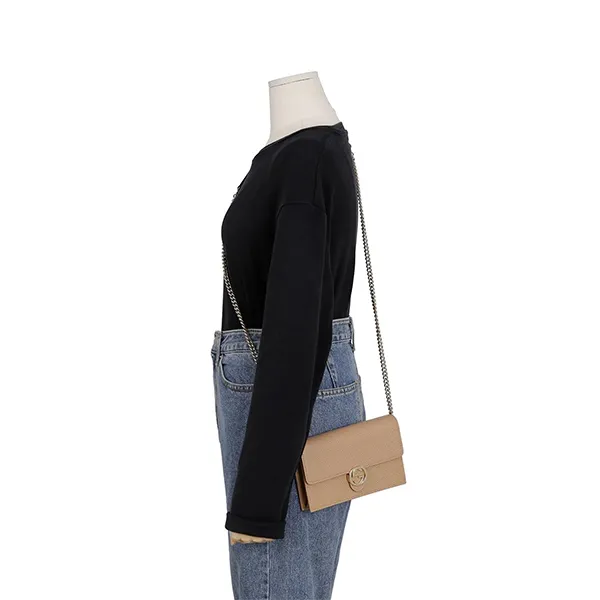 Túi Đeo Chéo Nữ Gucci Interlocking Chain Wallet Crossbody Bag Màu Be - Túi xách - Vua Hàng Hiệu