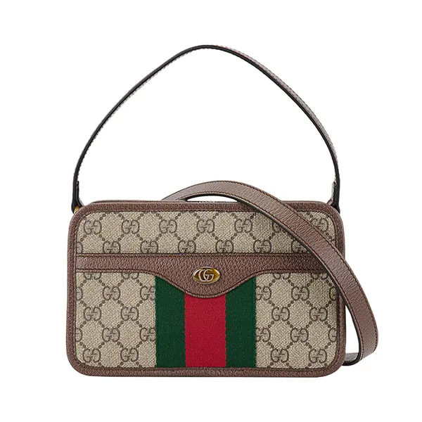 Túi Đeo Chéo Nữ Gucci Ophidia Zip Around Camera Bag Màu Nâu Be - Túi xách - Vua Hàng Hiệu