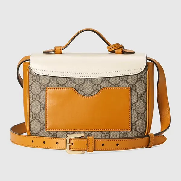 Túi Đeo Chéo Nữ Gucci Padlock Mini GG Supreme Burnt Orange Leather Phối Màu