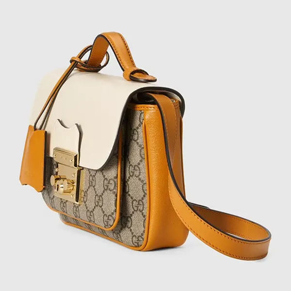 Túi Đeo Chéo Nữ Gucci Padlock Mini GG Supreme Burnt Orange Leather Phối Màu