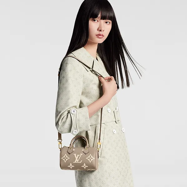 Túi Đeo Chéo Nữ Louis Vuitton LV Nano Speedy M82890 Monogram Empreinte Màu Xám