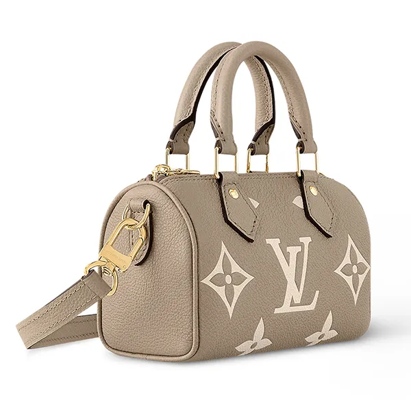 Túi Đeo Chéo Nữ Louis Vuitton LV Nano Speedy M82890 Monogram Empreinte Màu Xám
