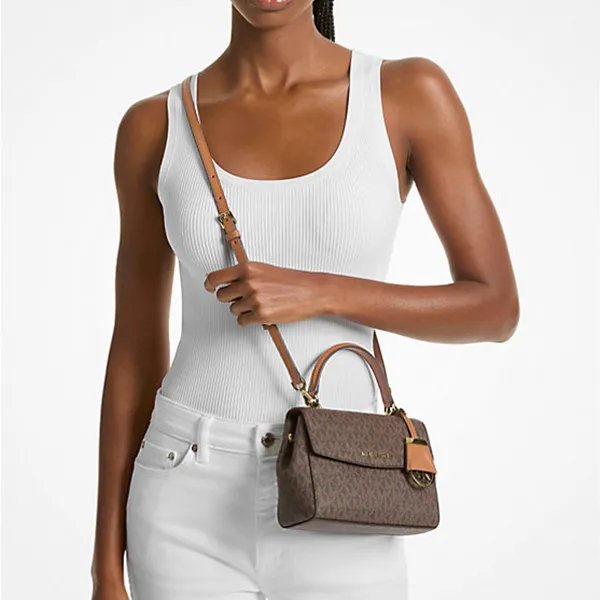 Túi Đeo Chéo Nữ Michael Kors MK Ava Extra-Small Signature Logo Crossbody Bag 32S5GAVC1B Màu Nâu - Túi xách - Vua Hàng Hiệu