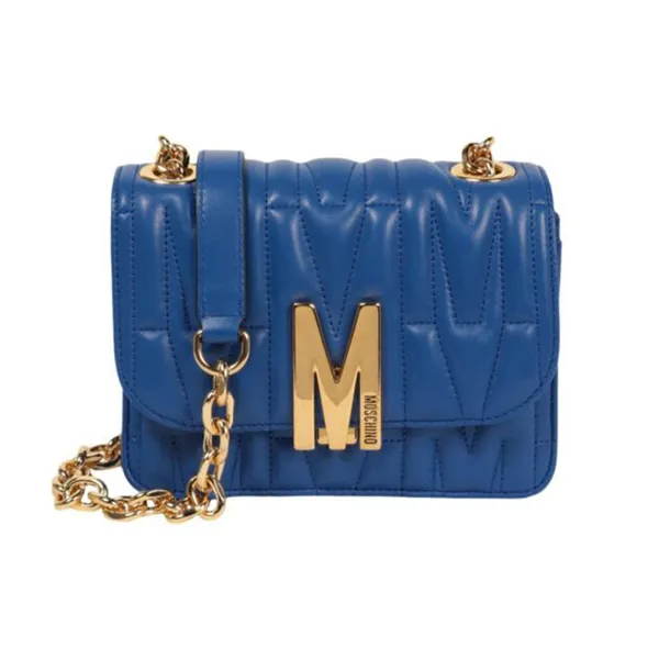 Túi Đeo Chéo Nữ Moschino Quilted Leather Shoulder Bag Màu Xanh Dương - Túi xách - Vua Hàng Hiệu