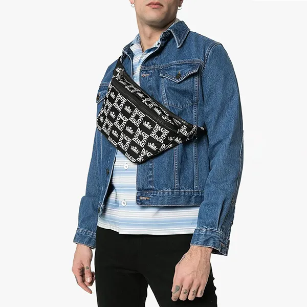 Túi Đeo Hông Nam Dolce & Gabbana DG Crown Print Belt Bag Màu Đen